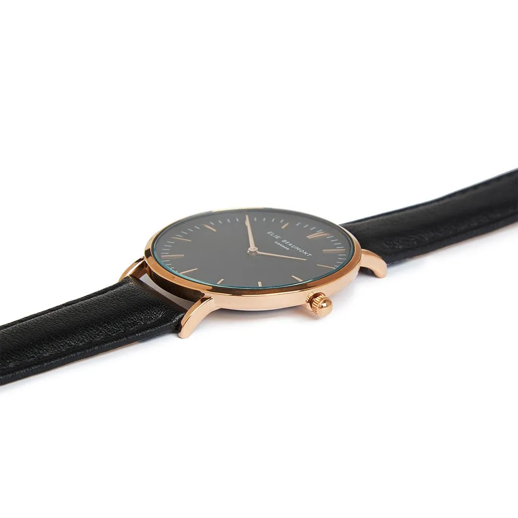 Large Oxford Watch Black Dial With Black Strap