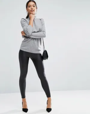 Leather look leggings with elastic slim waist Leather look leggings with elastic slim waist