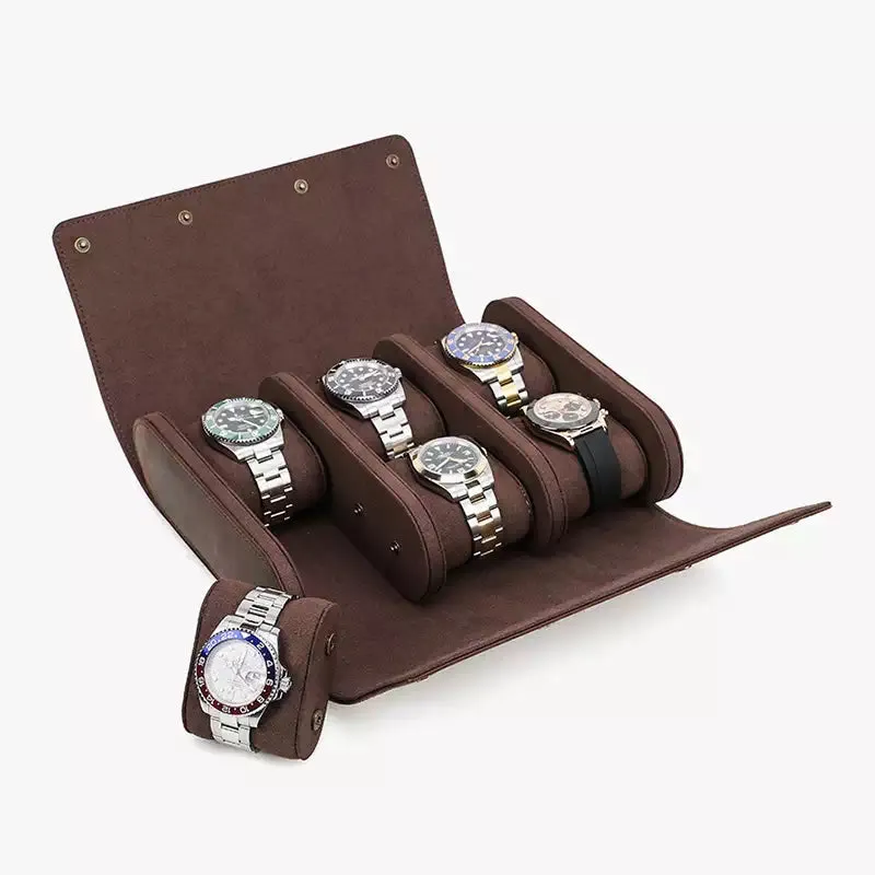 Leather Watch Roll Case for 6 Watches - Free Monogram