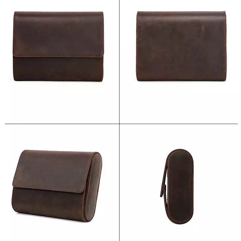 Leather Watch Roll Case for 6 Watches - Free Monogram