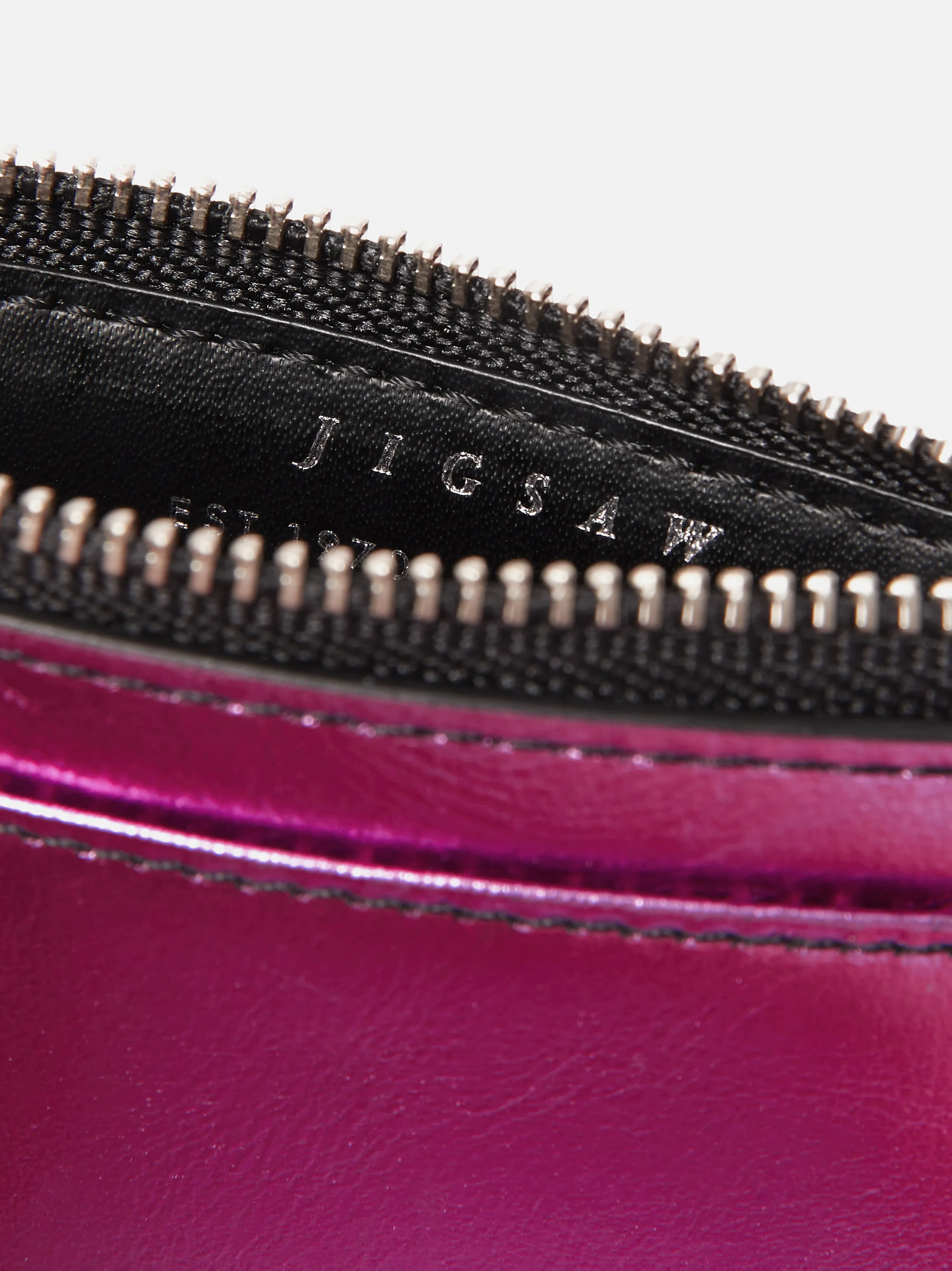 Leather Ziptop Card Holder | Pink