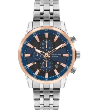 Lee Cooper  Men's Watch Blue Dial Silver Metal Strap, LC07592.590
