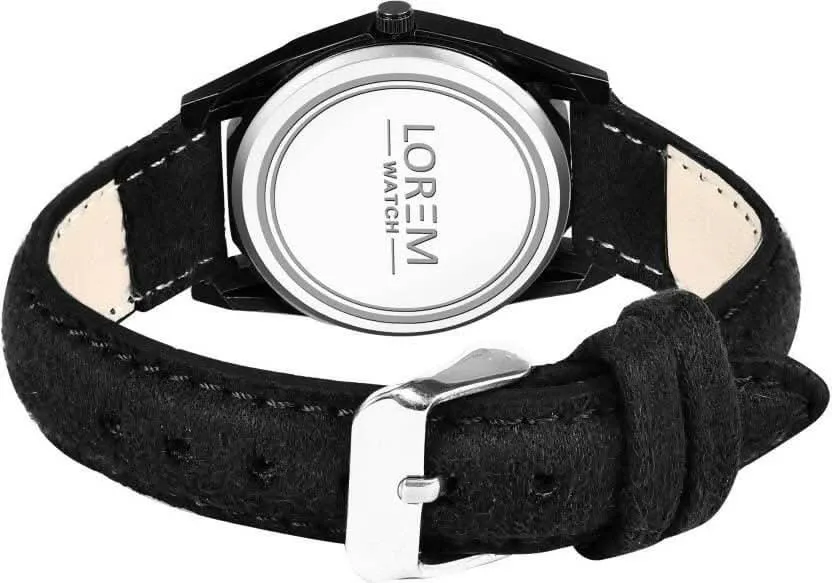 LOREM Black 3d embossed Dial Analog Watch For Women LR329