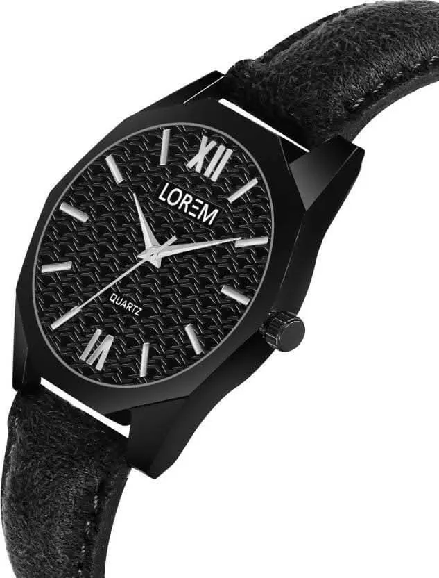 LOREM Black 3d embossed Dial Analog Watch For Women LR329