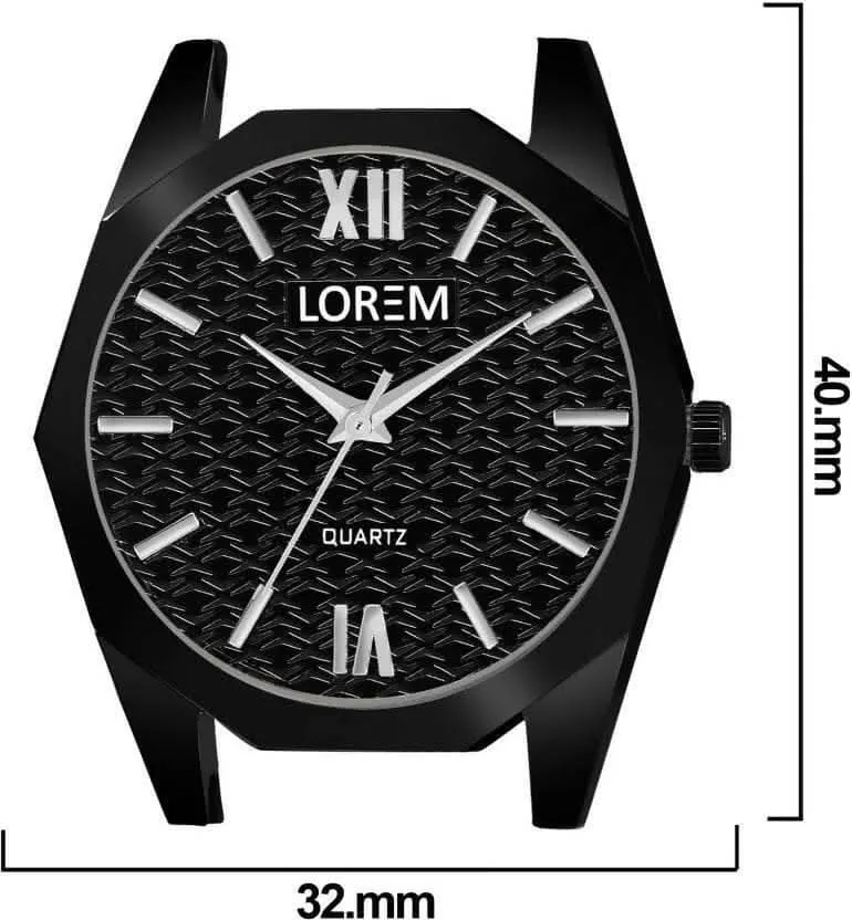 LOREM Black 3d embossed Dial Analog Watch For Women LR329