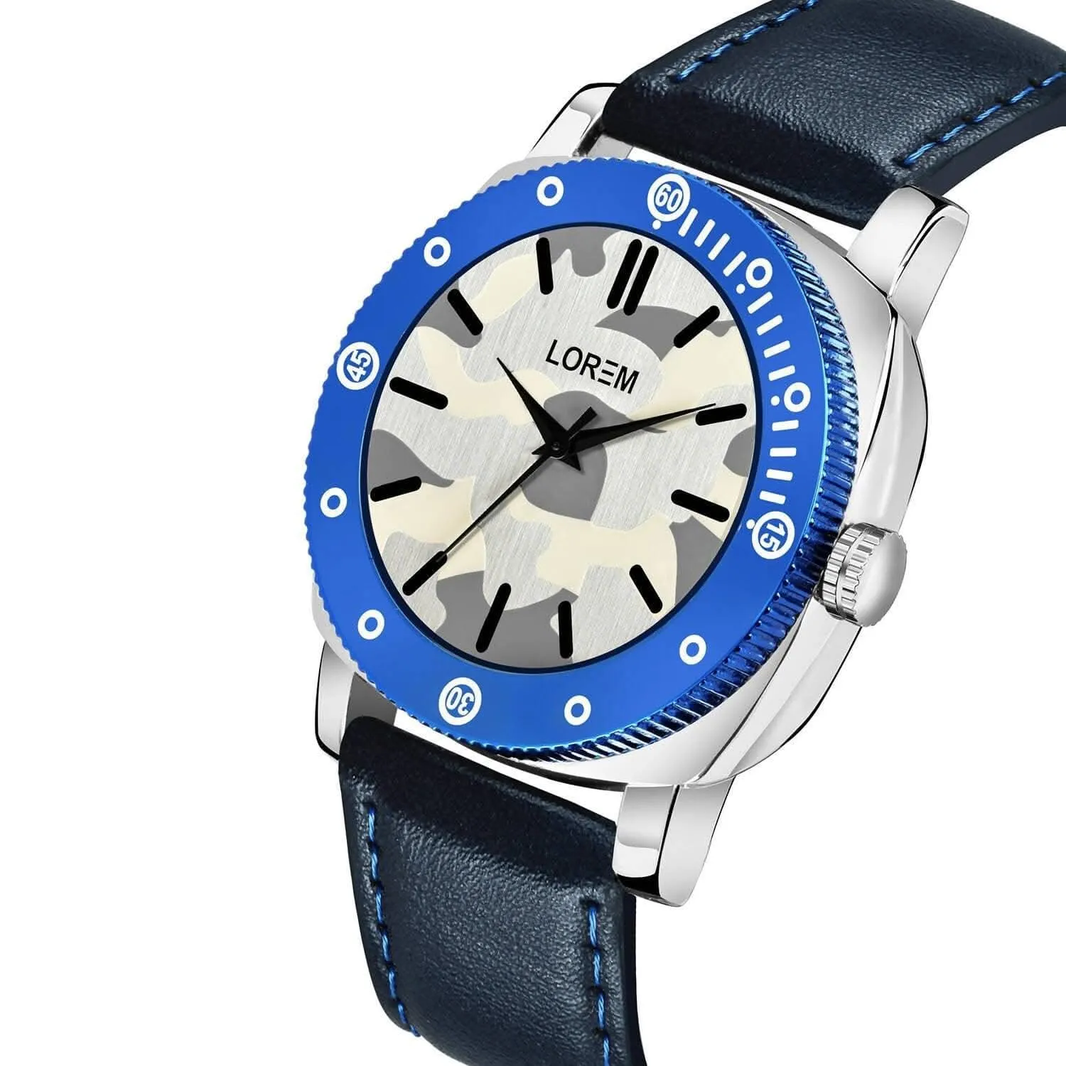 LOREM Blue Army Analog Watch For Men LR54