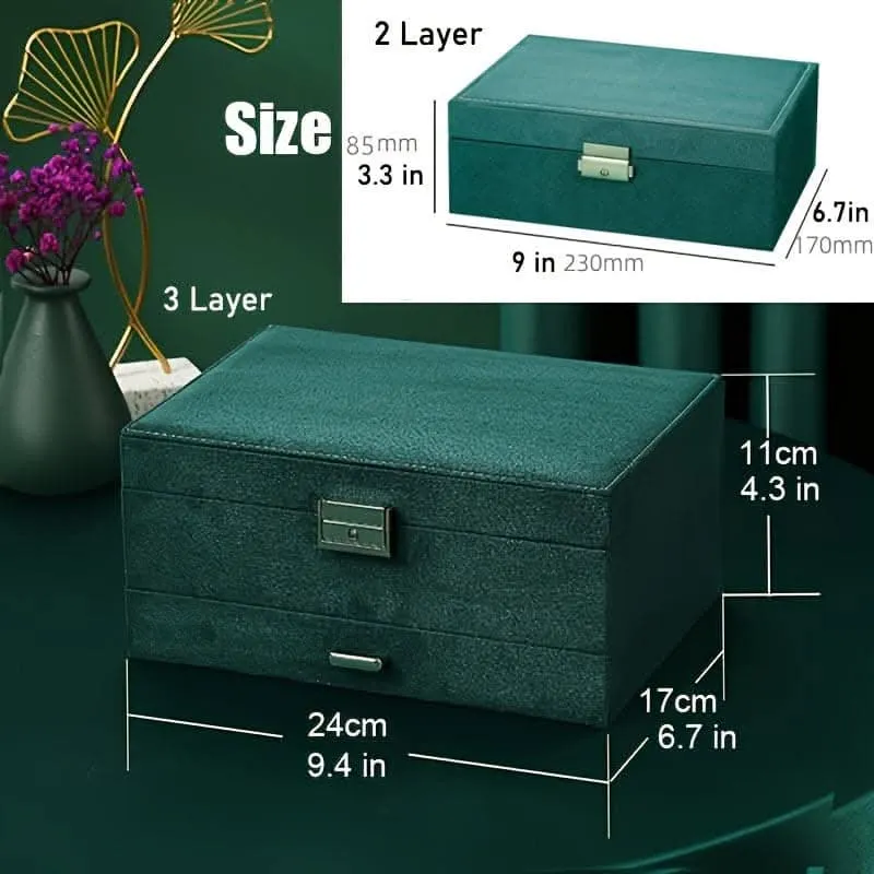 Luxurious 3-Layer Jewelry Box – Flannelette & Lockable