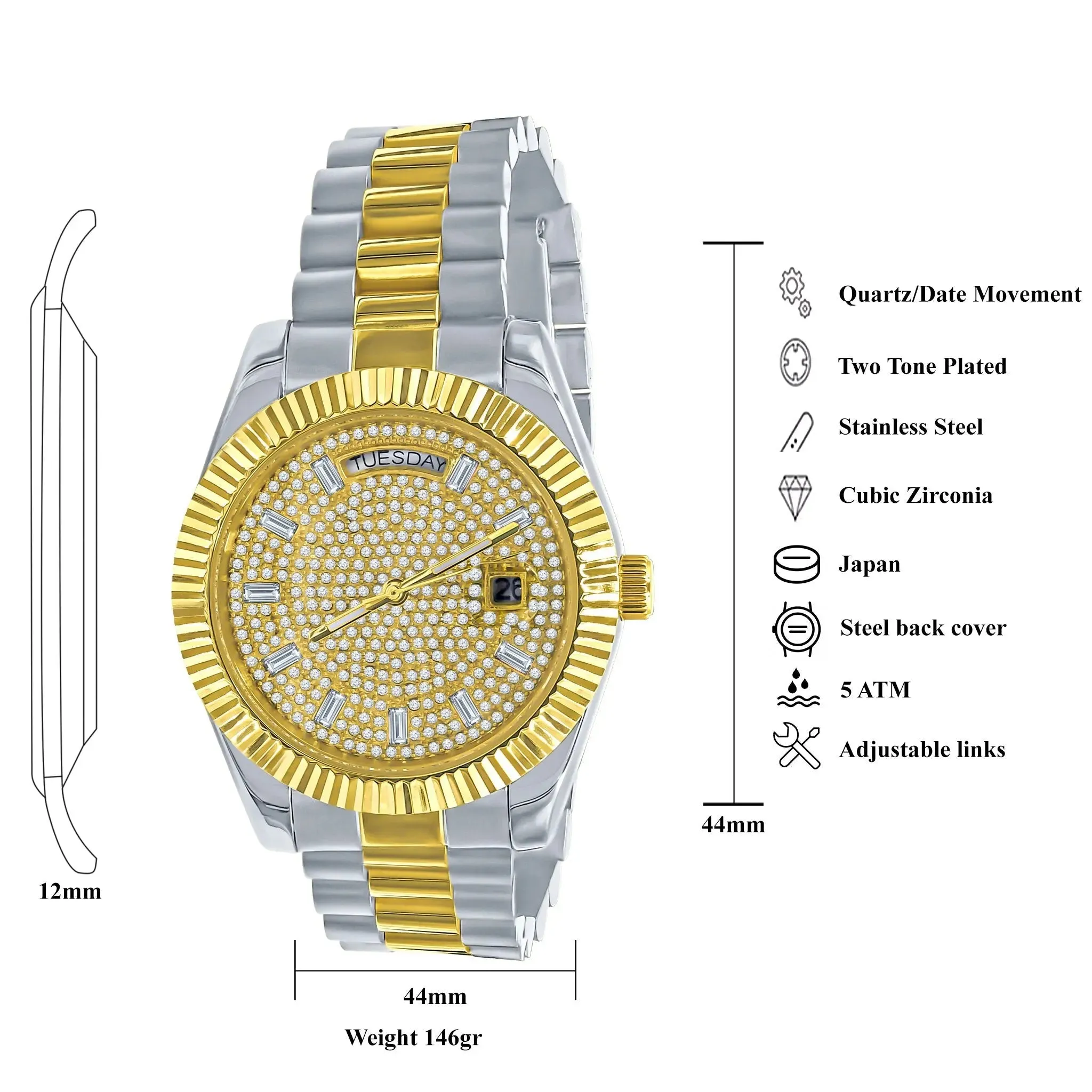 LUXURY HIP HOP BLING METAL TIMEPIECE
