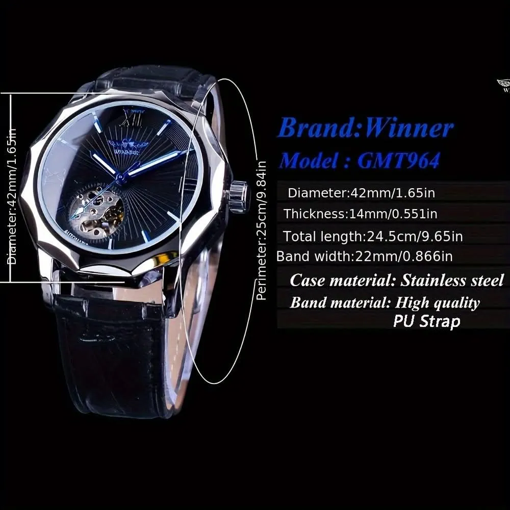 Luxury Men’s Skeleton Mechanical Wristwatch