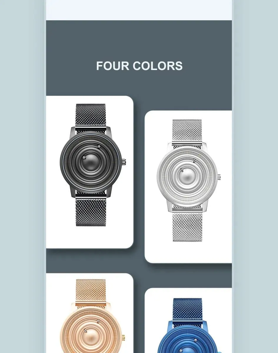 Magnetic Quartz Wrist Watch with Stainless Steel Band - EUTOUR E041
