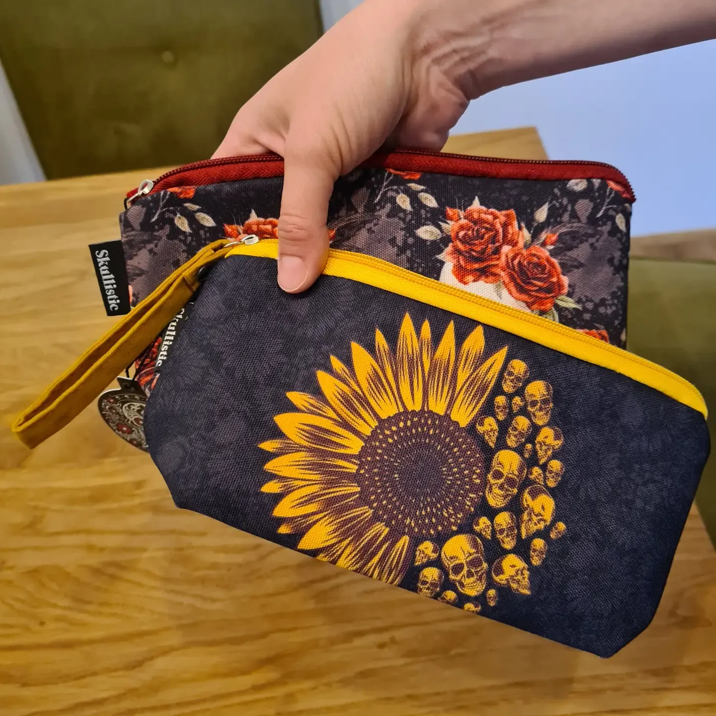 Makeup Bag - Sunflower Skulls