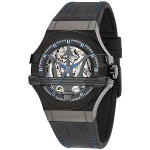 Maserati Potenza Black Dial Black Leather Men's Watch R8821108009