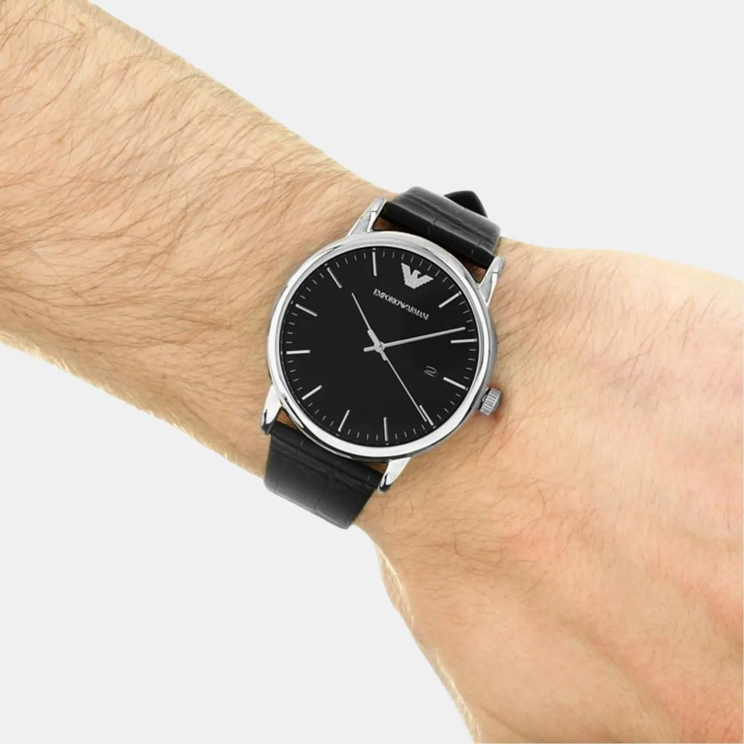 Men's Black Analog Leather Watch AR2500