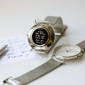 Men's Handwriting Engraved Watch - Architect Zephyr   Steel Silver Mesh