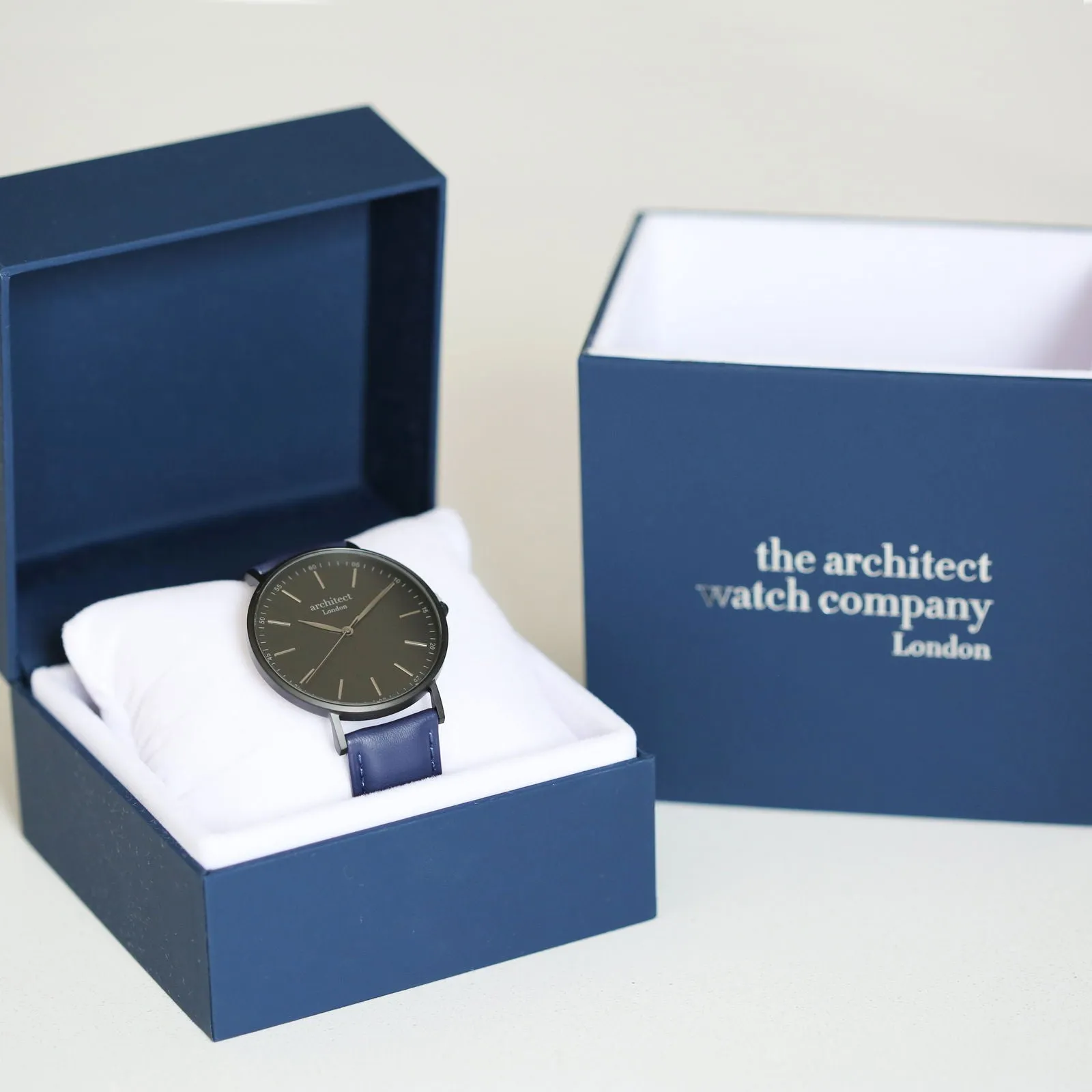 Men's Handwriting Engraved Watch - Minimalist Watch   Admiral Blue