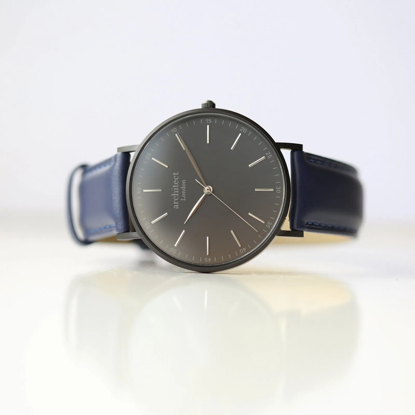 Men's Handwriting Engraved Watch - Minimalist Watch   Admiral Blue