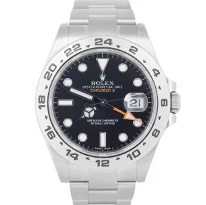 MINT 2018 PAPERS Rolex Explorer II 42mm BLACK Orange Steel GMT 216570 Watch BOX