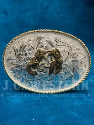 Montana Silversmiths 1256-659 Fighting Roosters Western Buckle Silver
