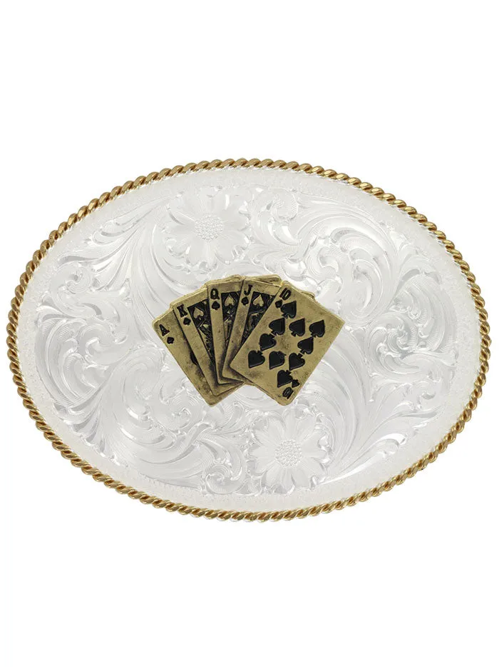 Montana Silversmiths 840F-705 Royal Flush Classic Western Buckle Silver