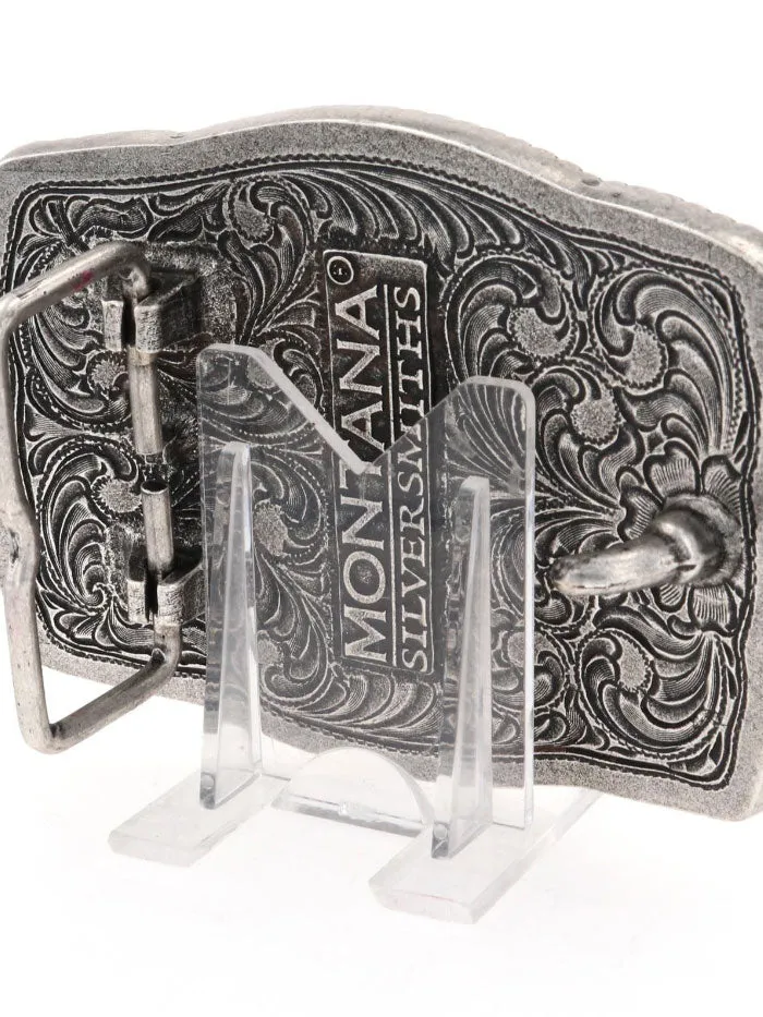 Montana Silversmiths A590P Classic Painted Waving American Flag Attitude Buckle Silver