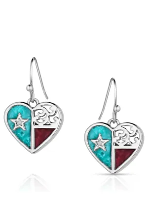 Montana Silversmiths ER5818 Womens Love for Texas Earrings Silver