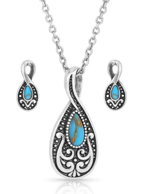 Montana Silversmiths JS5620 Womens Western Tradition Teardrop Jewelry Set Silver