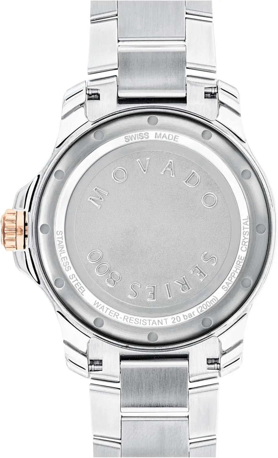 Movado Series 800 Men's Sport Watch - Swiss Quartz Movement, Stainless Steel Link Bracelet - 20 ATM Water Resistance - Luxury Fashion Timepiece for Him - Diver-Inspired - 40mm