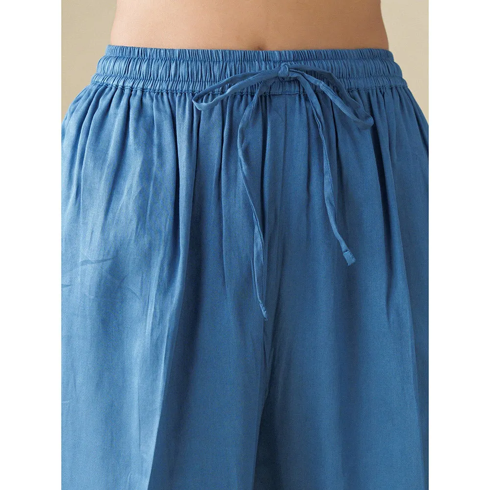 Mushio Blue Cotton Silk Pants