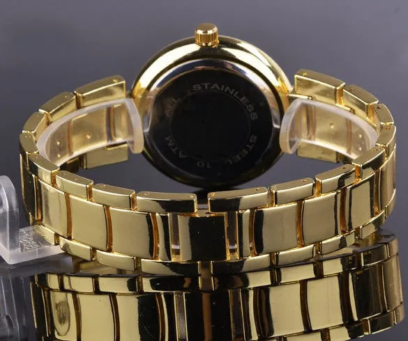 New Fashion Geneva Watch Women Dress Watches Rose gold Full Steel Analog Quartz men Ladies Rhinestone Wrist watches