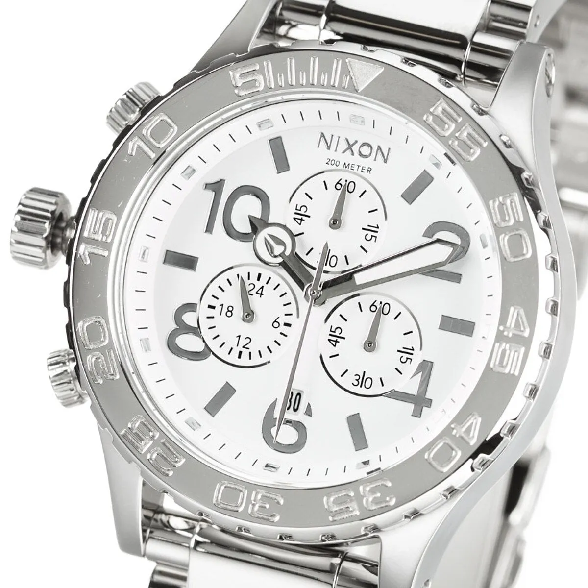 Nixon 42-20 Chrono High Polish White Silver Men's Watch Men's Watch A037-945