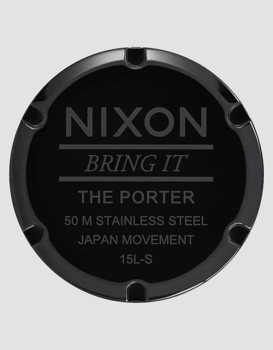 Nixon Porter Leather Watch - All Black/Gold