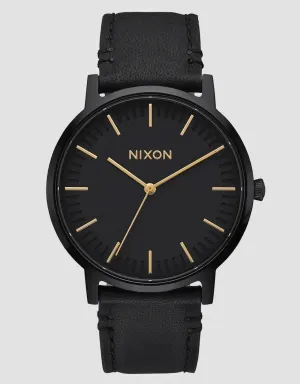 Nixon Porter Leather Watch - All Black/Gold