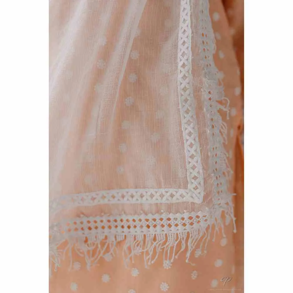 Old Marigold Sadia Peach Mulmul Kurta (Set of 2)