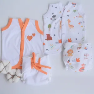 Orange Hearts - Everyday Essentials Nappy & Vest (Set of 4) Orange Hearts - Everyday Essentials Nappy & Vest (Set of 4)