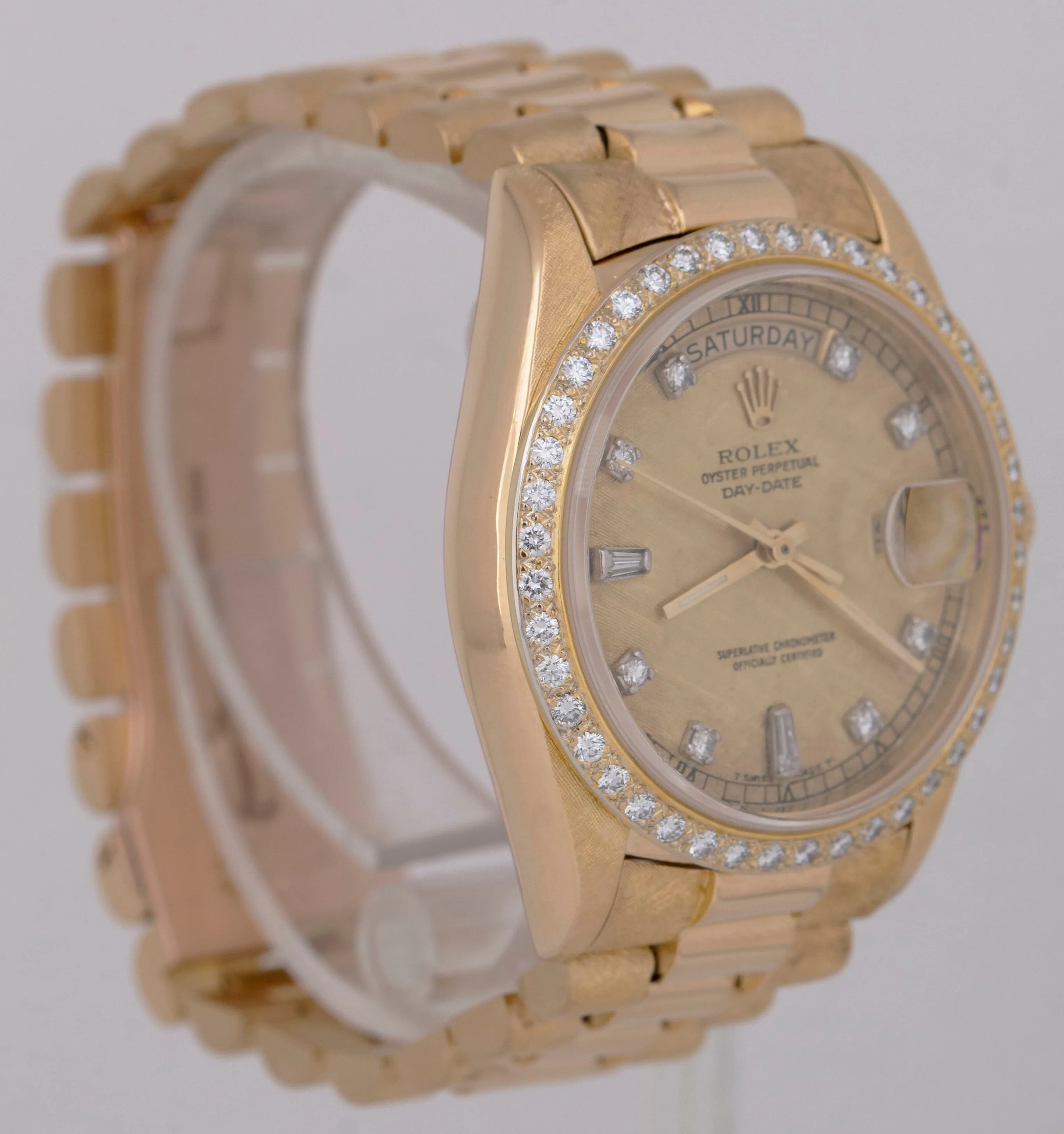 PAPERS Rolex Day-Date President Florentine 36mm DIAMOND 18K Gold Watch 18038 BOX