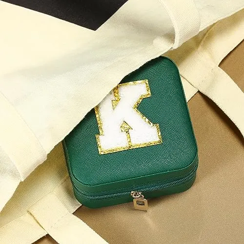 Personalized Green Travel Jewelry Box with Monogram G - Ideal for Women's Birthday and Christmas Gifts