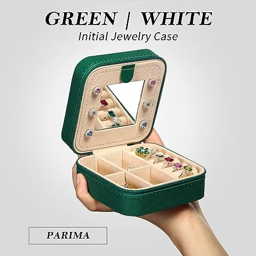 Personalized Green Travel Jewelry Box with Monogram G - Ideal for Women's Birthday and Christmas Gifts