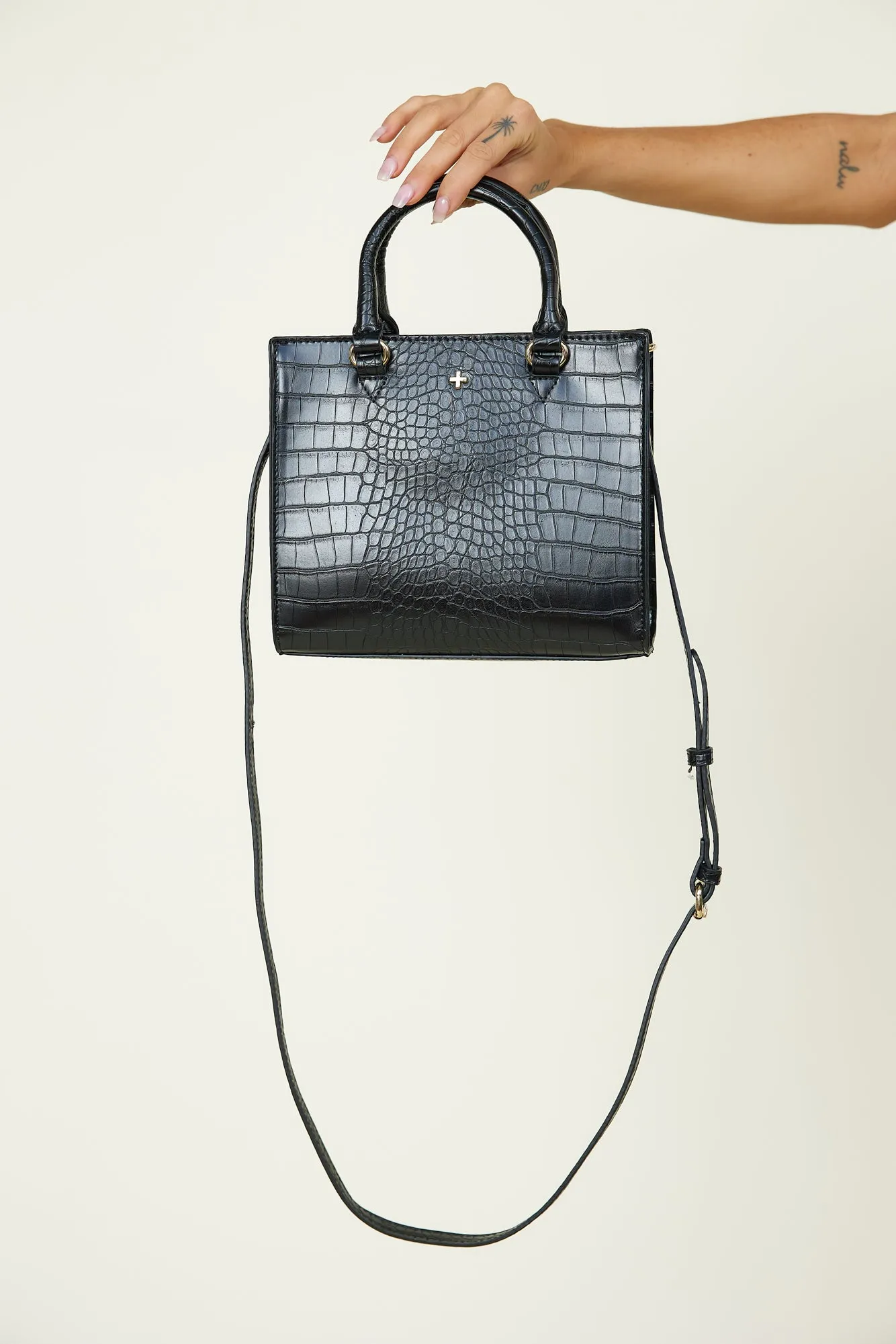 PETA   JAIN Lucca Bag Black Faux Croc