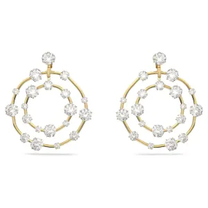 "Swarovski Constella clip earrings Round cut, White, Gold-tone plated"