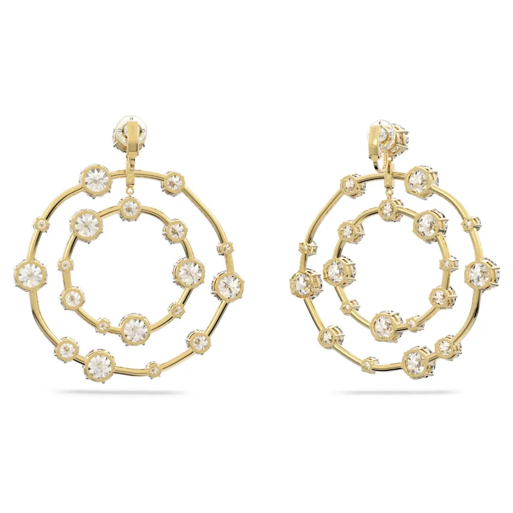 "Swarovski Constella clip earrings Round cut, White, Gold-tone plated"