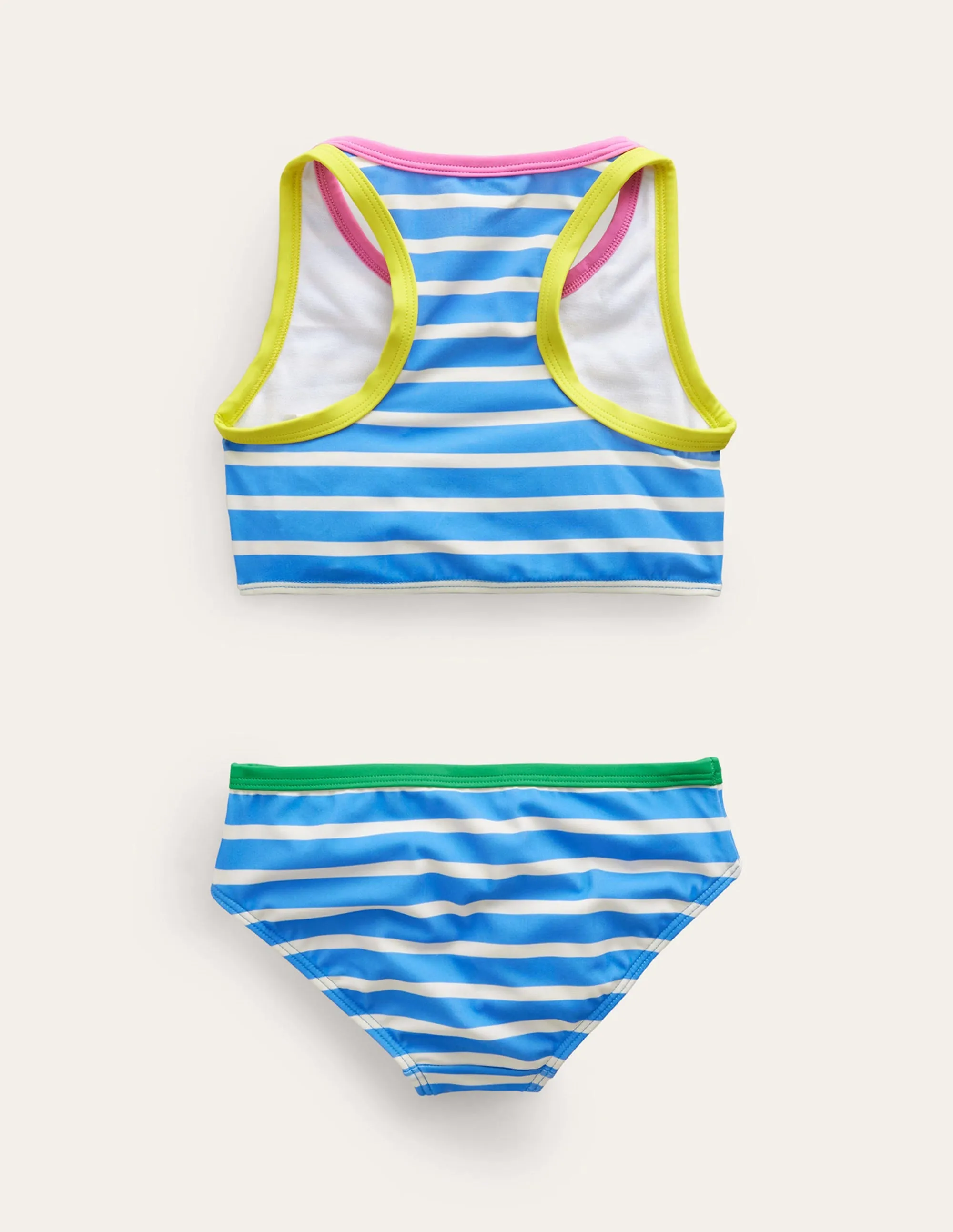 Racerback Bikini Set-Surf Blue, Ivory Stripe