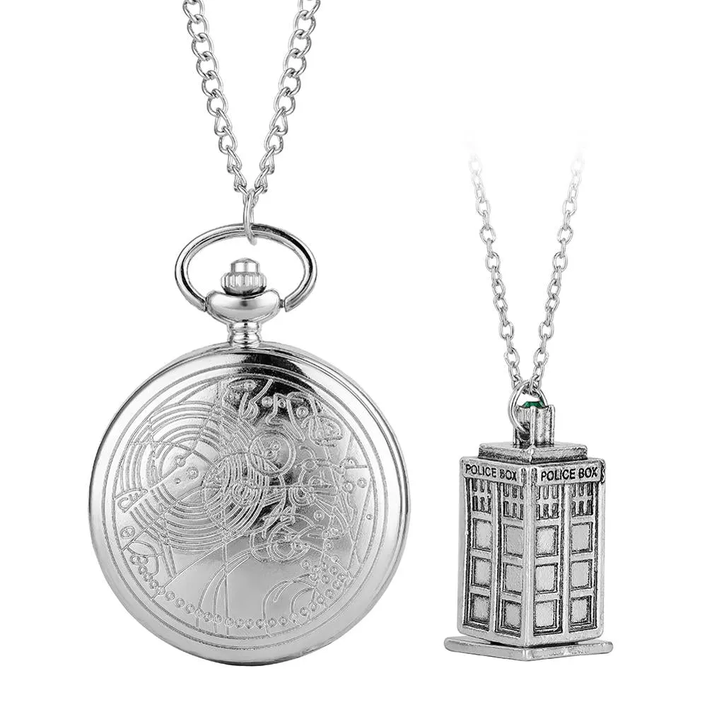 Retro Bronze Necklace Quartz Pocket Watch Analog Pendant