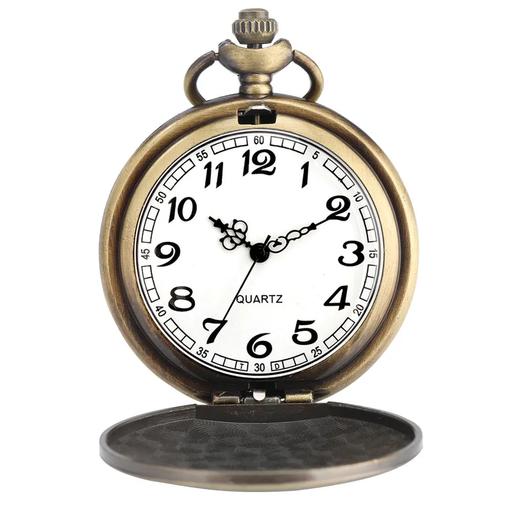 Retro Bronze Necklace Quartz Pocket Watch Analog Pendant