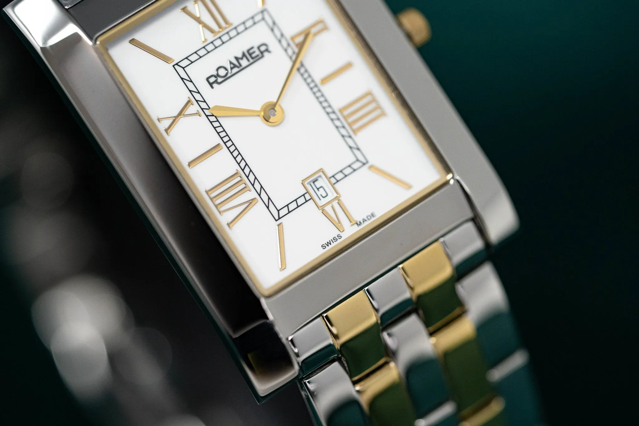 Roamer Swiss Watch Classic Vanguard Rectangular Gold