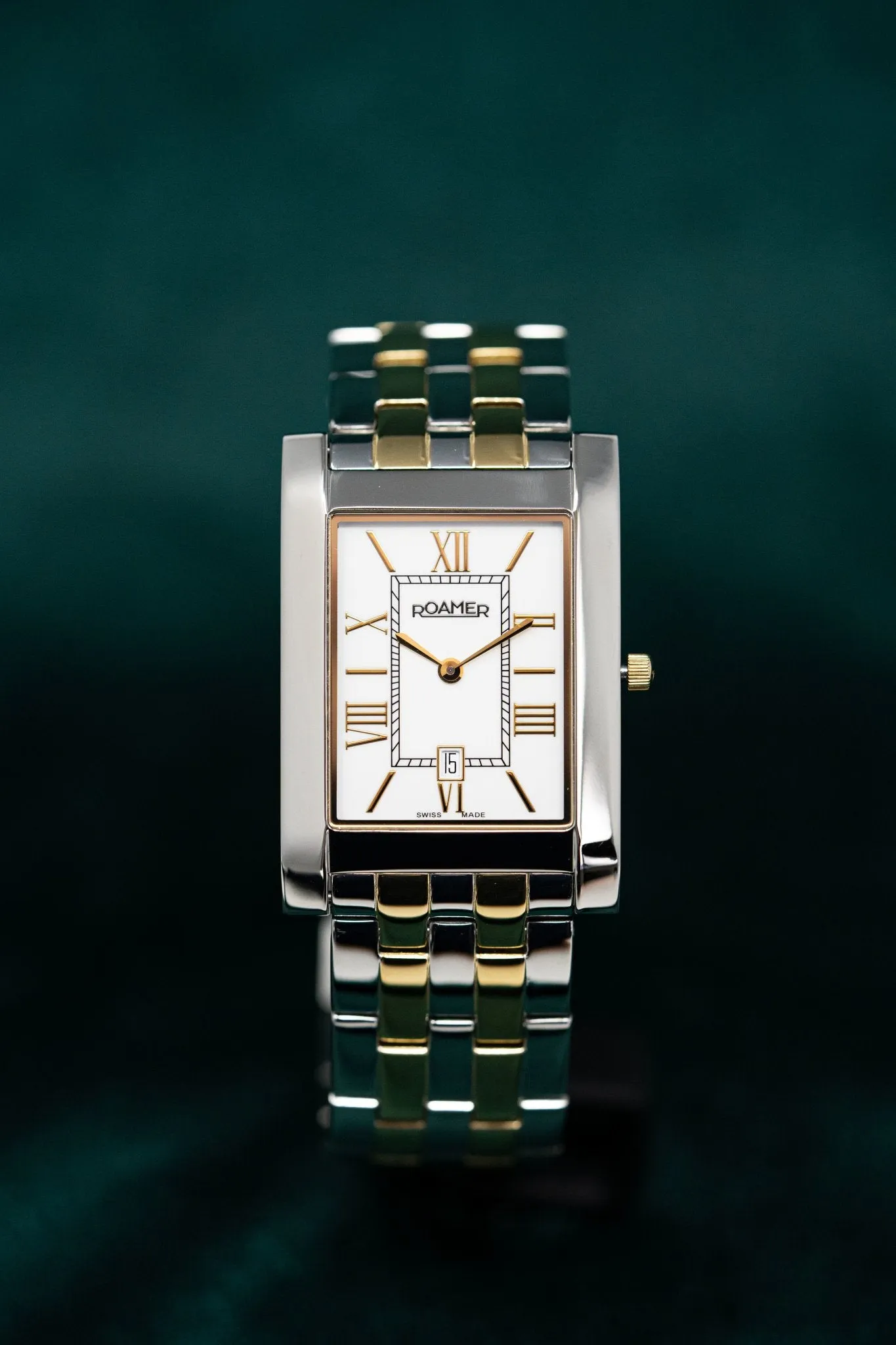 Roamer Swiss Watch Classic Vanguard Rectangular Gold