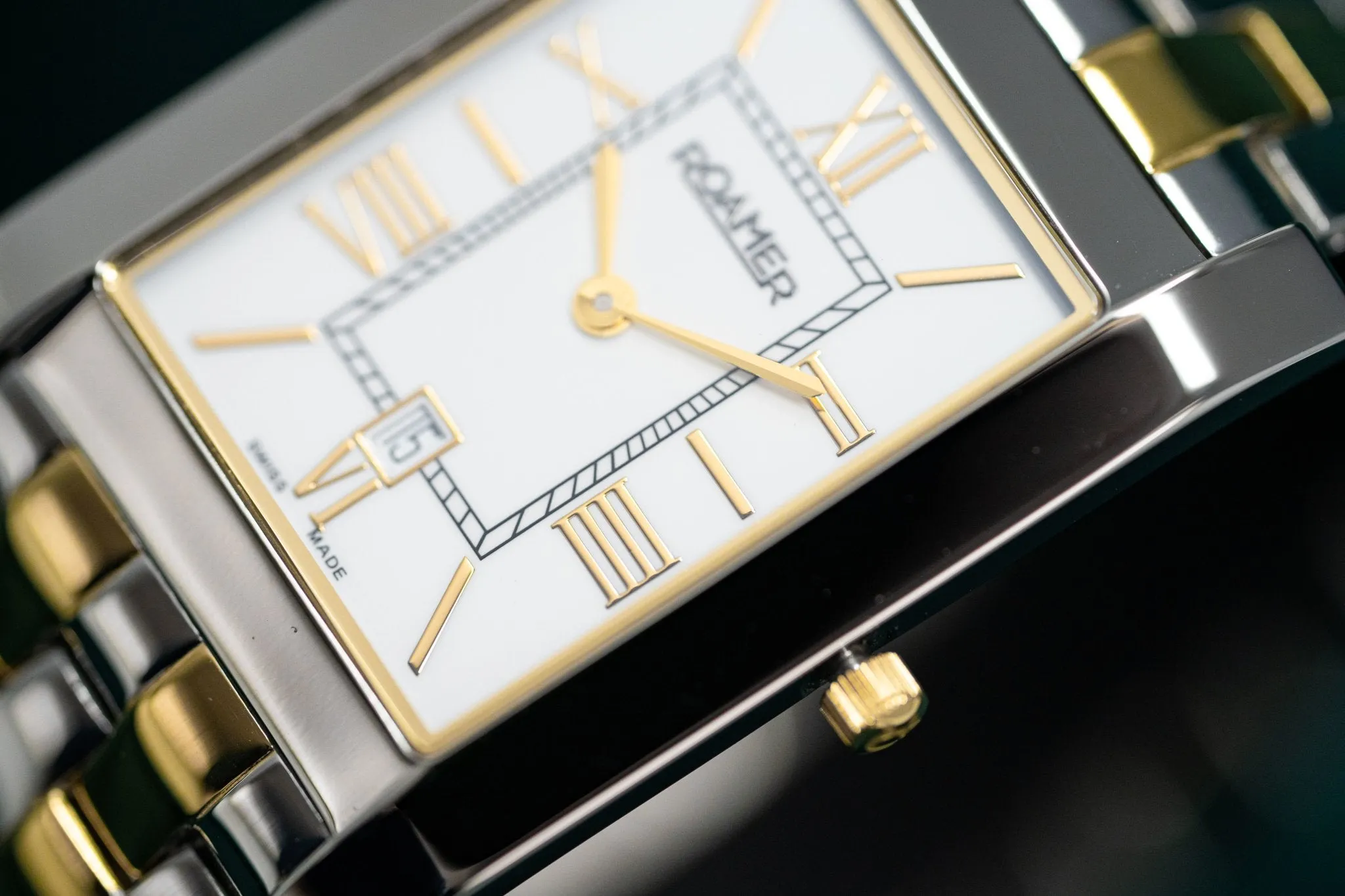 Roamer Swiss Watch Classic Vanguard Rectangular Gold