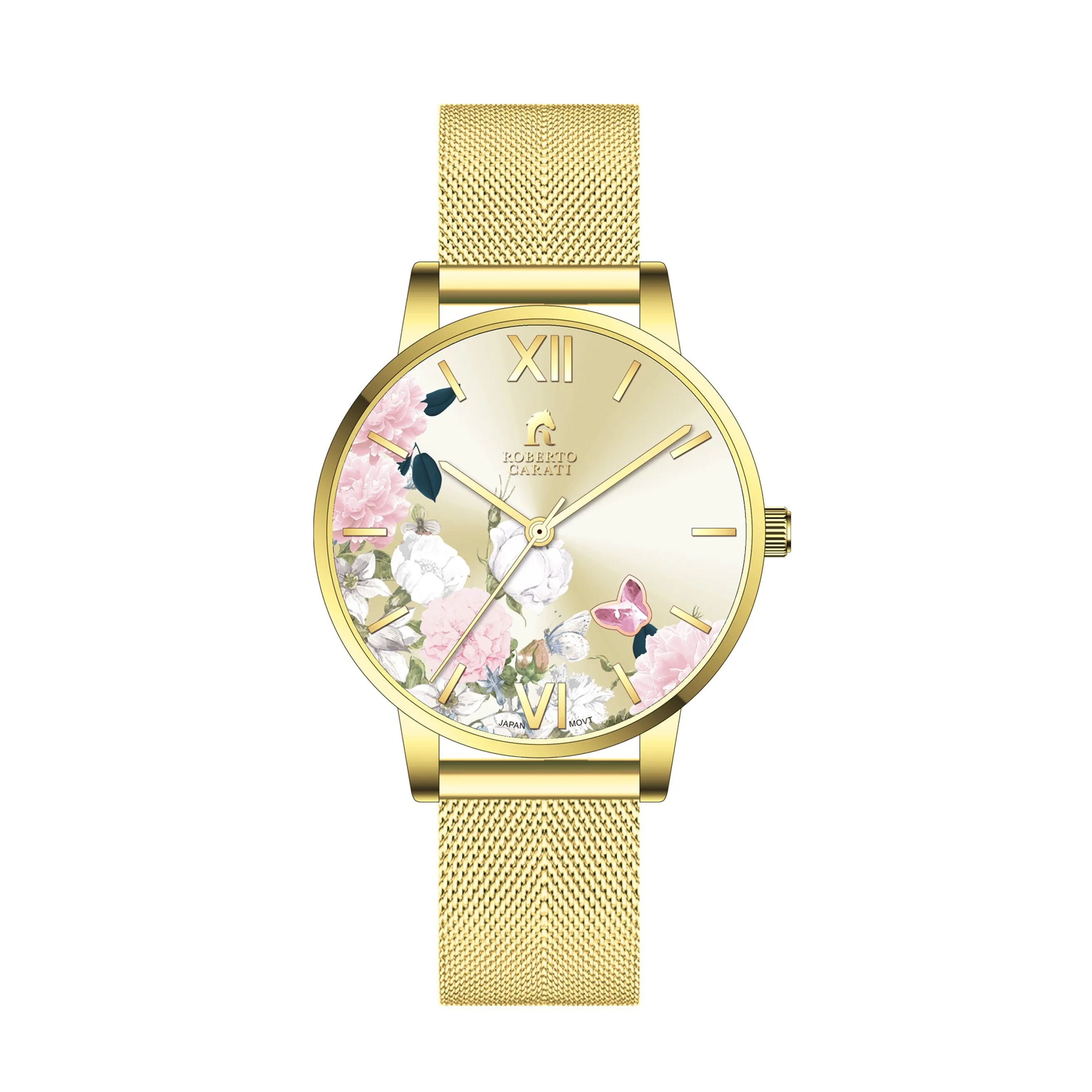 Roberto Carati Pippa Ponies and Butterfly Gold Mesh Watch