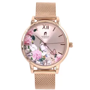 Roberto Carati Pippa Ponies and Butterfly Rose Gold Mesh Watch