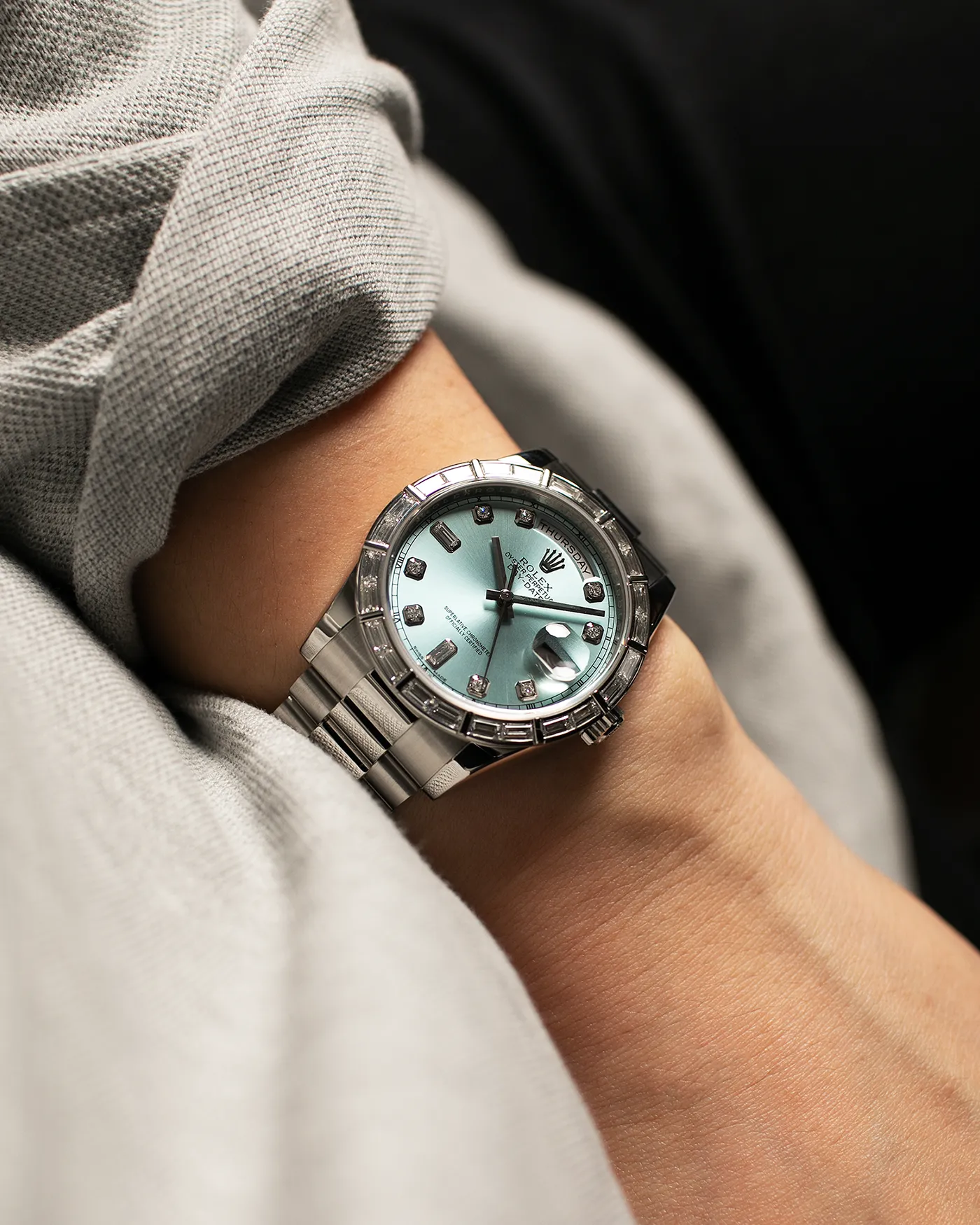 Rolex Day Date Baguette Diamond Platinum 118366