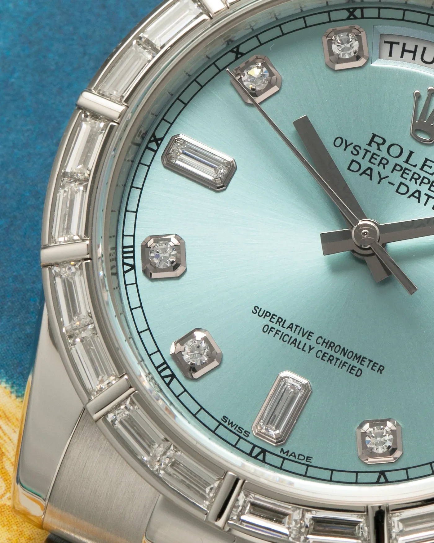Rolex Day Date Baguette Diamond Platinum 118366